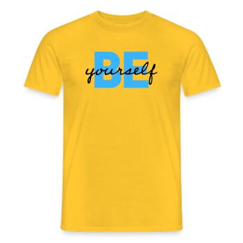 Be Yourself Motivation Saying Shirt - Men's T-Shirt - yellow - Front - AI Model Male 178 dark (178cm)