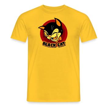 Chat noir intelligent - T-shirt homme - jaune - Devant - AI Model Male 178 dark (178cm)