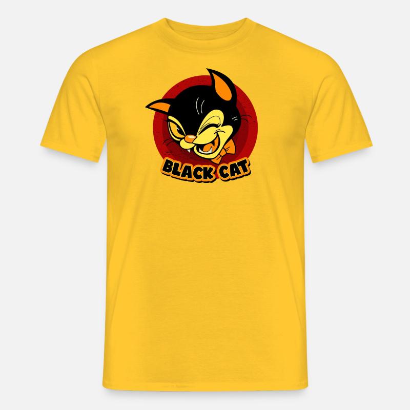 Schlaue schwarze katze - Männer T-Shirt - Gelb