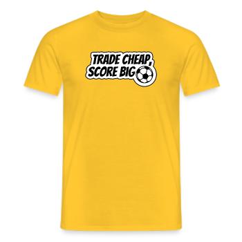 Tread cheap, score big - Men's T-Shirt - yellow - Front - AI Model Male 178 dark (178cm)