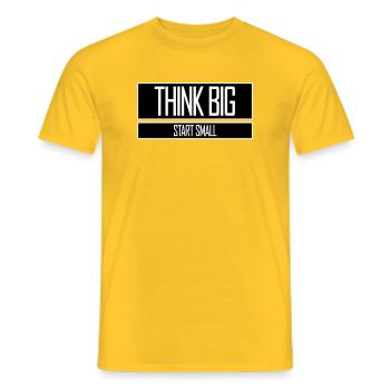 Pensez Grand, Commence, Petit, Motivation, Mentalité, Évolution. - T-shirt homme - jaune - Devant - AI Model Male 178 dark (178cm)