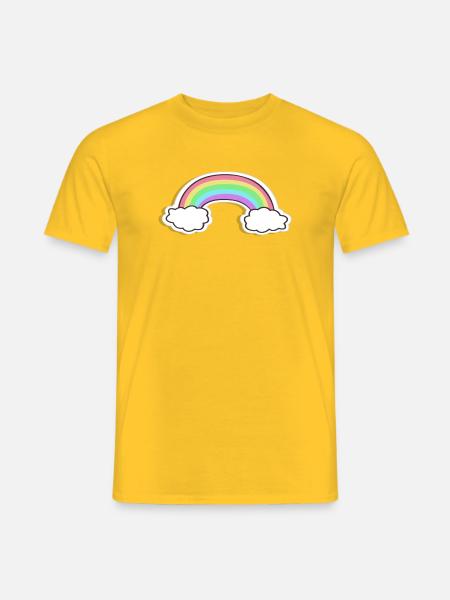 Pastellregenbogen mit Wolken Motiv - Männer T-Shirt - Gelb