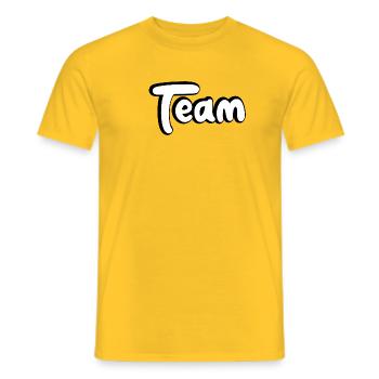 Team Comic Style Design for the Team - Men's T-Shirt - yellow - Front - AI Model Male 178 dark (178cm)
