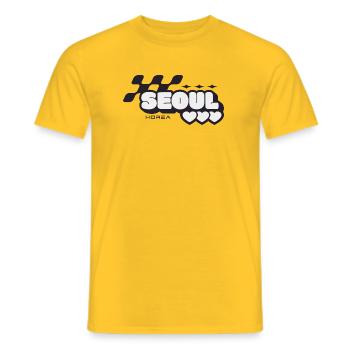 Seoul Rétro Cœurs - T-shirt homme - jaune - Devant - AI Model Male 178 dark (178cm)