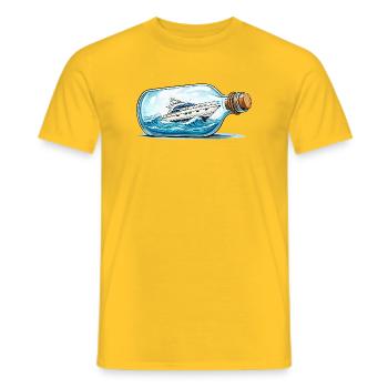 Flaschenboot auf hoher See - Männer T-Shirt - Gelb - Vorne - AI Model Male 178 dark (178cm)