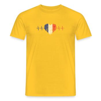 Cœur avec Tricolore, France - T-shirt homme - jaune - Devant - AI Model Male 178 dark (178cm)