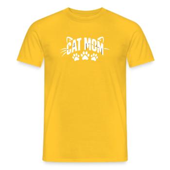 Cat Mom Pfoten Schriftzug - Männer T-Shirt - Gelb - Vorne - AI Model Male 178 dark (178cm)