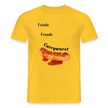 Friede Freude Currywurst | BBQ, Grillen, Fleisch - Männer T-Shirt - Gelb - Vorne - AI Model Male 178 dark (178cm)