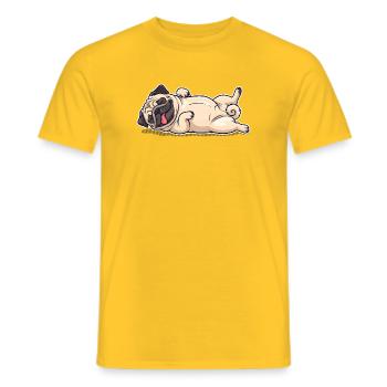 Pug chilling - funny comic dog motif - Men's T-Shirt - yellow - Front - AI Model Male 178 dark (178cm)