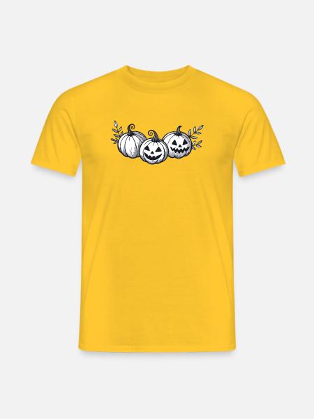 Trio of Gray Halloween Pumpkins - Men's T-Shirt - yellow