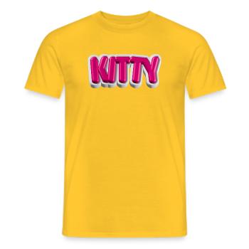 KITTY – Typographie 3D pour les amateurs de chats - T-shirt homme - jaune - Devant - AI Model Male 178 dark (178cm)