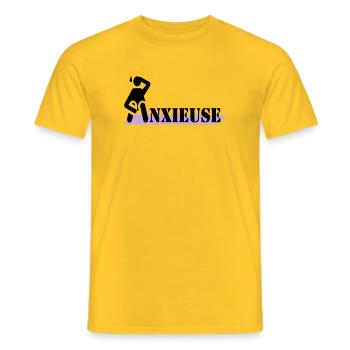anxious - Men's T-Shirt - yellow - Front - AI Model Male 178 dark (178cm)