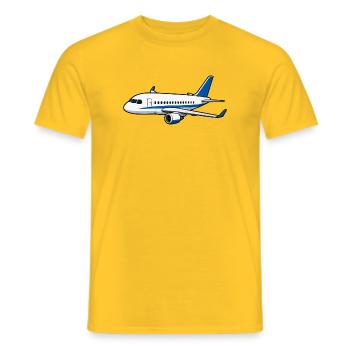 Flugzeug Cartoon Blau Weiß - Männer T-Shirt - Gelb - Vorne - AI Model Male 178 dark (178cm)