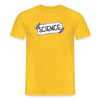 Science Science Statement Nerd Education Saying - Men's T-Shirt - yellow - Front - AI Model Male 178 dark (178cm)