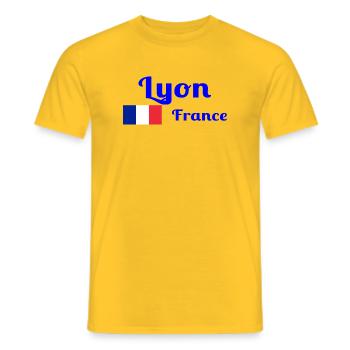Lyon France- Imprimés stylés - T-shirt homme - jaune - Devant - AI Model Male 178 dark (178cm)
