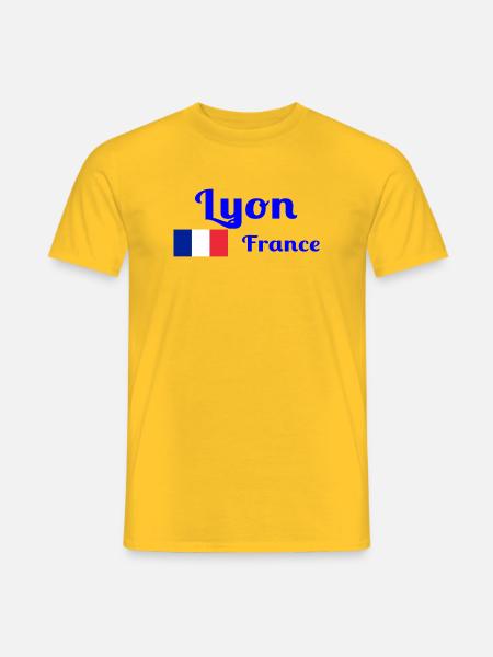 Lyon France- Imprimés stylés - T-shirt homme - jaune