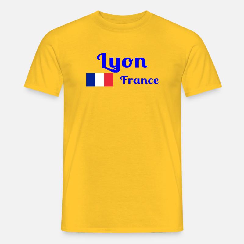 Lyon Frankreich - Stilvolle Drucke - Männer T-Shirt - Gelb