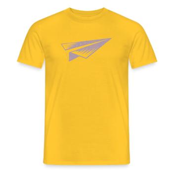 Silhouette d'avion en papier style grunge - T-shirt homme - jaune - Devant - AI Model Male 178 dark (178cm)