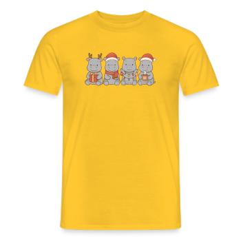 Hippopotames pour enfants, garçons et filles, Noël - T-shirt homme - jaune - Devant - AI Model Male 178 dark (178cm)