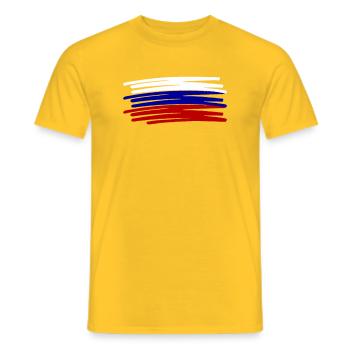 Russland Flagge Fahne Strichzeichnung gemalt - Männer T-Shirt - Gelb - Vorne - AI Model Male 178 dark (178cm)