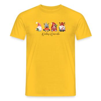 Vier Festliche Weihnachtswichtel - Männer T-Shirt - Gelb - Vorne - AI Model Male 178 dark (178cm)