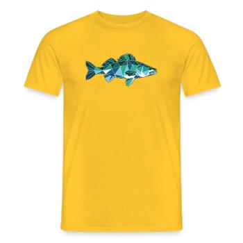 Poly Stil Zander - Männer T-Shirt - Gelb - Vorne - AI Model Male 178 dark (178cm)