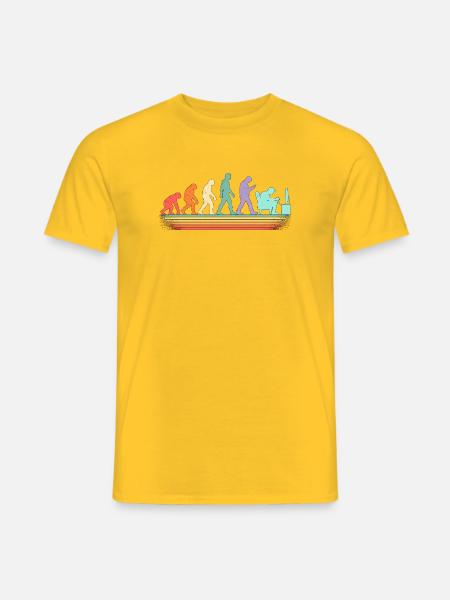 Evolution der Arbeit: Von Steinzeit zum Computer - Männer T-Shirt - Gelb