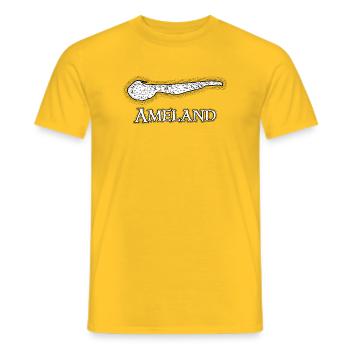 Ameland | Antique map | Treasure map - Men's T-Shirt - yellow - Front - AI Model Male 178 dark (178cm)