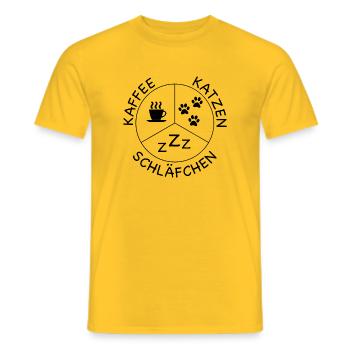 Kaffee, Katzen und Schläfchen - Männer T-Shirt - Gelb - Vorne - AI Model Male 178 dark (178cm)