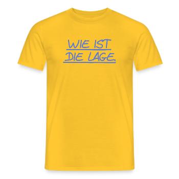 What is the situation? - Men's T-Shirt - yellow - Front - AI Model Male 178 dark (178cm)