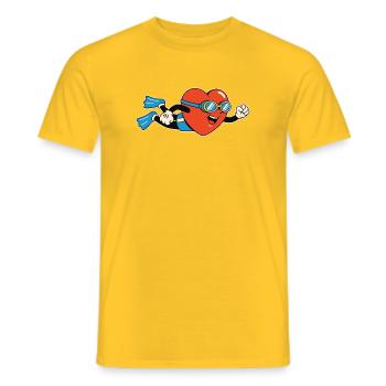 Plongeur cardiaque avec nageoires et lunettes de plongée - T-shirt homme - jaune - Devant - AI Model Male 178 dark (178cm)