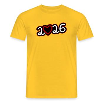 2026 Heart - Men's T-Shirt - yellow - Front - AI Model Male 178 dark (178cm)