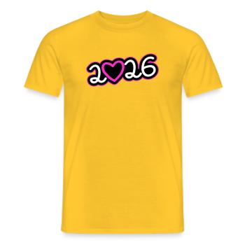 2026 Heart - Men's T-Shirt - yellow - Front - AI Model Male 178 dark (178cm)
