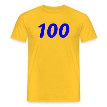 100. 100 JAHRE. 100-JÄHRIGES JUBILÄUM. GEBURTSTAG 100 - Männer T-Shirt - Gelb - Vorne - AI Model Male 178 dark (178cm)