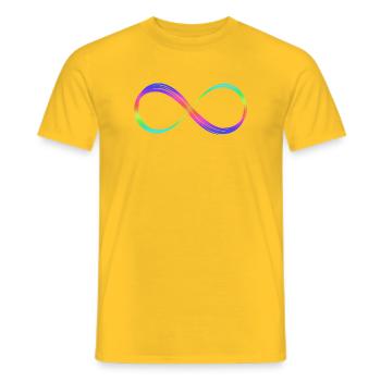 Infinity Rainbow Pride LGBTQ+ Statement - Männer T-Shirt - Gelb - Vorne - AI Model Male 178 dark (178cm)