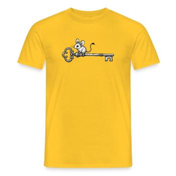 Maus auf antikem Schlüssel - Männer T-Shirt - Gelb - Vorne - AI Model Male 178 dark (178cm)