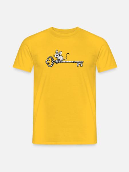 Maus auf antikem Schlüssel - Männer T-Shirt - Gelb