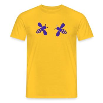 Zwei symmetrie Bienen in Lila - Männer T-Shirt - Gelb - Vorne - AI Model Male 178 dark (178cm)