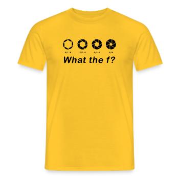 What the f - Männer T-Shirt - Gelb - Vorne - AI Model Male 178 dark (178cm)