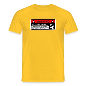 GPS Warning - Men's T-Shirt - yellow - Front - AI Model Male 178 dark (178cm)