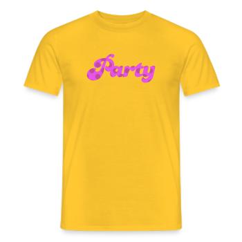 Party Punkte Dots Retro pink feiern Sixties Fun 60 - Männer T-Shirt - Gelb - Vorne - AI Model Male 178 dark (178cm)