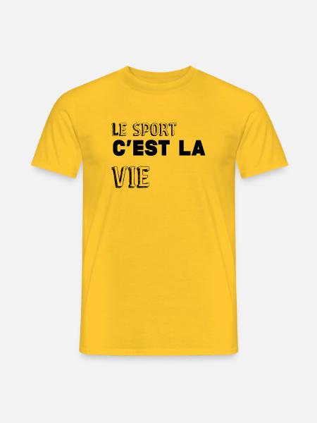 idée cadeau Le sport c'est la vie - T-shirt homme - jaune