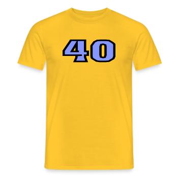 40. 40 ANS. 40e ANNIVERSAIRE. ANNIVERSAIRE 40 ANS. - T-shirt homme - jaune - Devant - AI Model Male 178 dark (178cm)