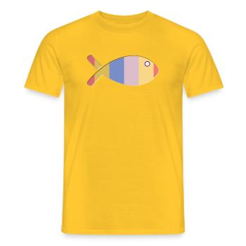 POISSON. POISSON D'AVRIL. VACANCES. ETE. HUMOUR - T-shirt homme - jaune - Devant - AI Model Male 178 dark (178cm)