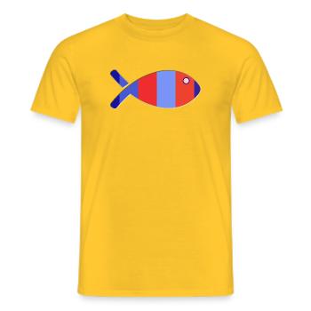 POISSON. POISSON D'AVRIL. VACANCES. ETE. HUMOUR - T-shirt homme - jaune - Devant - AI Model Male 178 dark (178cm)