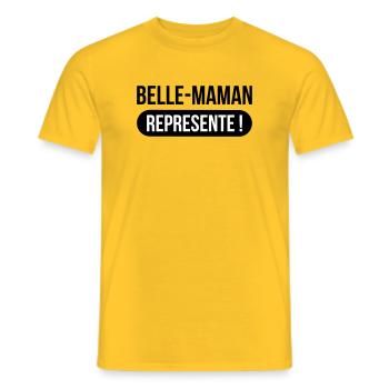 Belle-Maman Représente ! - T-shirt homme - jaune - Devant - AI Model Male 178 dark (178cm)