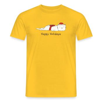 Funny cat Christmas - Men's T-Shirt - yellow - Front - AI Model Male 178 dark (178cm)