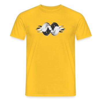 Abstrakte Formen – Dynamisches Schwarz-Weiß Design - Männer T-Shirt - Gelb - Vorne - AI Model Male 178 dark (178cm)
