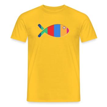 POISSON. MEMOIRE. SARDINE. POISSON D'AVRIL. MER - T-shirt homme - jaune - Devant - AI Model Male 178 dark (178cm)
