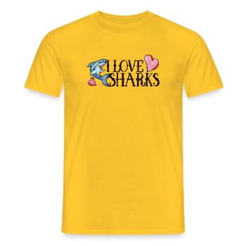 I Love Sharks Bold Print - Männer T-Shirt - Gelb - Vorne - AI Model Male 178 dark (178cm)